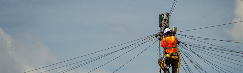 worker on electo pole